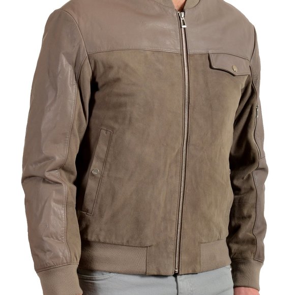 Hugo Boss Men'sLuntis Suede Leather Bomber Jacket